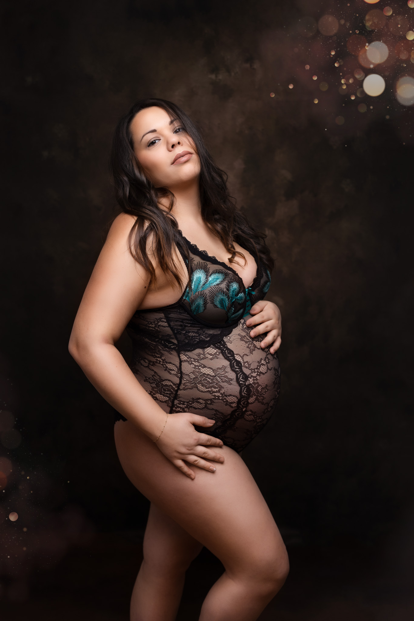 magnifique future maman enceinte en body