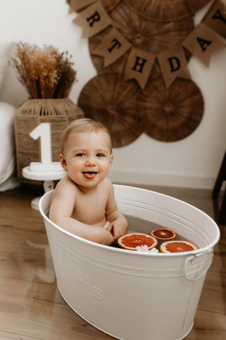 bain de lait pour bébé photo premier anniversaire